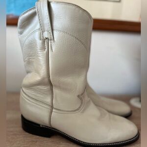 COWTOWN Mexico White Leather Cowboy Boots